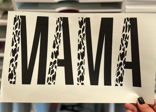 Single Color Screen Print - Mama (black/cheetah)